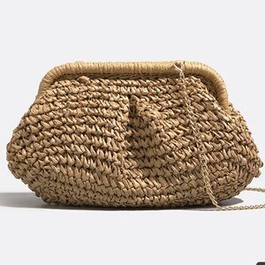 Woven Tan Clutch Bag